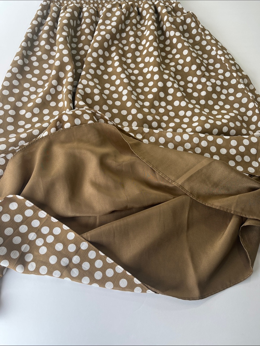 J. Crew Brown & White Polka Dot Sleeveless Midi Dress with Smocked Waist Sz S - Picture 5 of 7